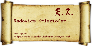 Radovics Krisztofer névjegykártya